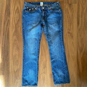 True Religion Jeans Women 31 Flap Pockets Medium Wash Straight Leg Denim